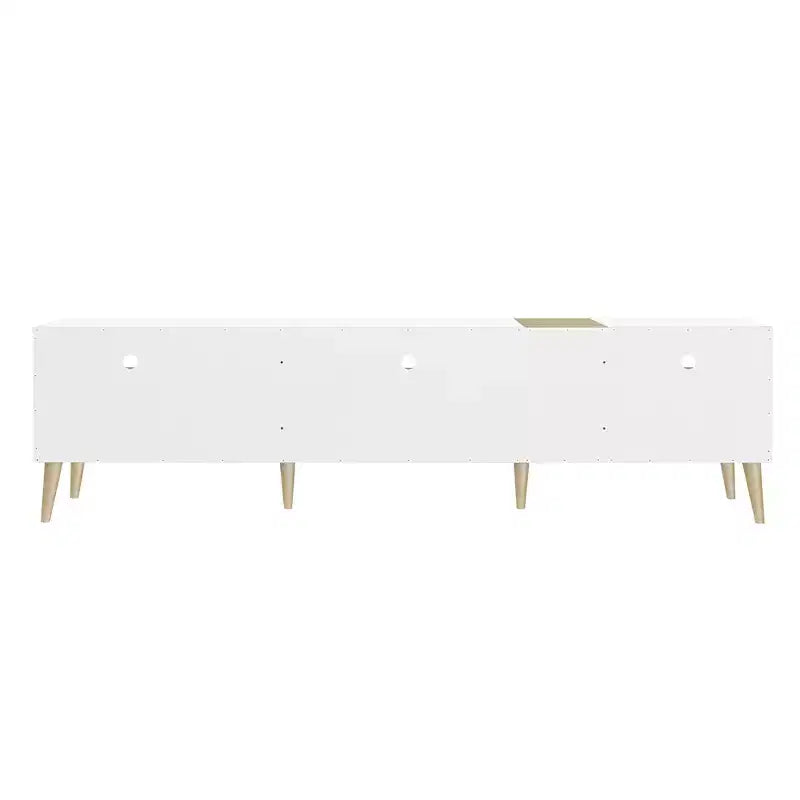 Modern TV Stand with Drawers for 80 TV, Media Console Table with Storage, TV Storage Cabinet with Open Shelves for Living Room, White