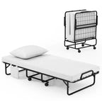 Costway Folding Bed with Mattress 75 x 39 Twin Size Rollaway Adult Bed with Memory Foam Mattress &Pillow