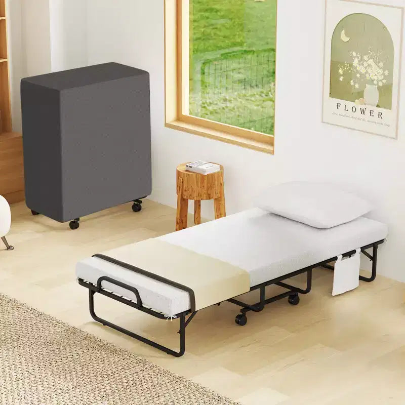Folding Bed with Mattress 75 x 39 Twin Size Rollaway Adult Bed with Memory Foam Mattress & Pillow