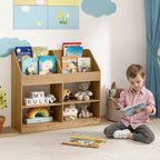 Étagère à livres 3 niveaux pour enfants avec présentoir et 4 compartiments pour chambre d'enfant salle de jeux