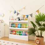 Étagère à Livres pour Enfants 3 Niveaux Rangement Jouets avec Kits Anti-basculement