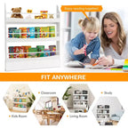 Étagère à Livres pour Enfants 3 Niveaux Rangement Jouets avec Kits Anti-basculement