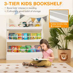 Étagère à Livres pour Enfants 3 Niveaux Rangement Jouets avec Kits Anti-basculement