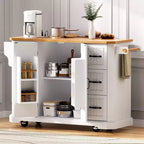 Îlot de cuisine avec abattant et roulettes, chariot de rangement de cuisine avec tiroirs et étagère, îlot de cuisine roulant avec prise de courant