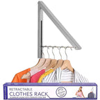 Wall-Mounted Retractable Single Foldable Clothing Rack (Chrome)