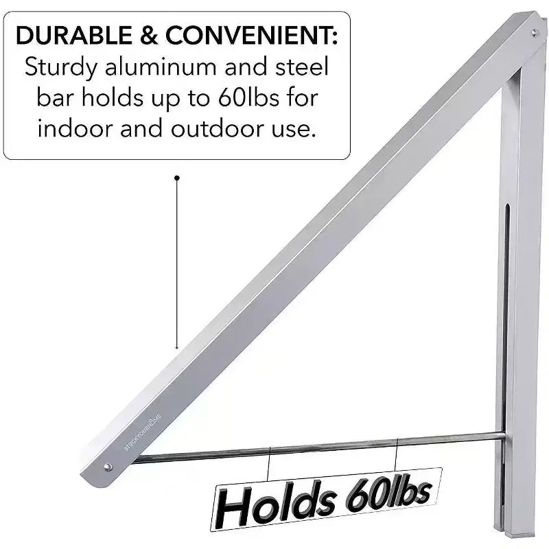 Wall-Mounted Retractable Single Foldable Clothing Rack (Chrome)