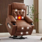 Fauteuil inclinable électrique surdimensionné pour salon, siège en cuir PU noir, massage vibrant, chauffage lombaire, double porte-gobelets, poches latérales, aide à la mobilité