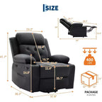 Fauteuil inclinable électrique surdimensionné pour salon, siège en cuir PU noir, massage vibrant, chauffage lombaire, double porte-gobelets, poches latérales, aide à la mobilité
