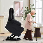 Fauteuil inclinable électrique surdimensionné pour salon, siège en cuir PU noir, massage vibrant, chauffage lombaire, double porte-gobelets, poches latérales, aide à la mobilité