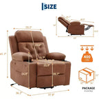 Fauteuil inclinable électrique surdimensionné pour salon, siège en cuir PU noir, massage vibrant, chauffage lombaire, double porte-gobelets, poches latérales, aide à la mobilité