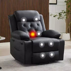 Oversized Power Lift Recliner Chair for Living Room,Black PU Leather Seat, Vibration Massage, Lumbar Heat,Dual Cup Holders,Side Pockets,Mobility Aid