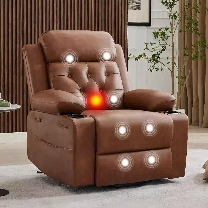 Oversized Power Lift Recliner Chair for Living Room,Black PU Leather Seat, Vibration Massage, Lumbar Heat,Dual Cup Holders,Side Pockets,Mobility Aid
