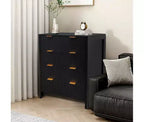 Chest of Drawers with 4 Drawers, Tall Dresser Unit with Easy Pull Handle, Waveform Fluted Panel Storage Cabinet, Stylish Clothes Organiser Cupboard