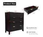 Commode 4 tiroirs, Armoire haute avec poignée facile à tirer, Meuble de rangement avec panneaux cannelés ondulés, Armoire de rangement élégante pour vêtements