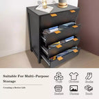 Commode 4 tiroirs, Armoire haute avec poignée facile à tirer, Meuble de rangement avec panneaux cannelés ondulés, Armoire de rangement élégante pour vêtements