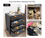 Commode 4 tiroirs, Armoire haute avec poignée facile à tirer, Meuble de rangement avec panneaux cannelés ondulés, Armoire de rangement élégante pour vêtements