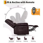 Fauteuil inclinable électrique releveur, siège de cinéma maison avec soutien lombaire, canapé inclinable en cuir PU avec dossier et jambes réglables, fauteuil inclinable électrique pour personnes âgées