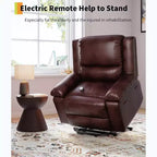 Fauteuil inclinable électrique releveur, siège de cinéma maison avec soutien lombaire, canapé inclinable en cuir PU avec dossier et jambes réglables, fauteuil inclinable électrique pour personnes âgées