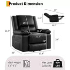 Fauteuil inclinable électrique releveur, siège de cinéma maison avec soutien lombaire, canapé inclinable en cuir PU avec dossier et jambes réglables, fauteuil inclinable électrique pour personnes âgées