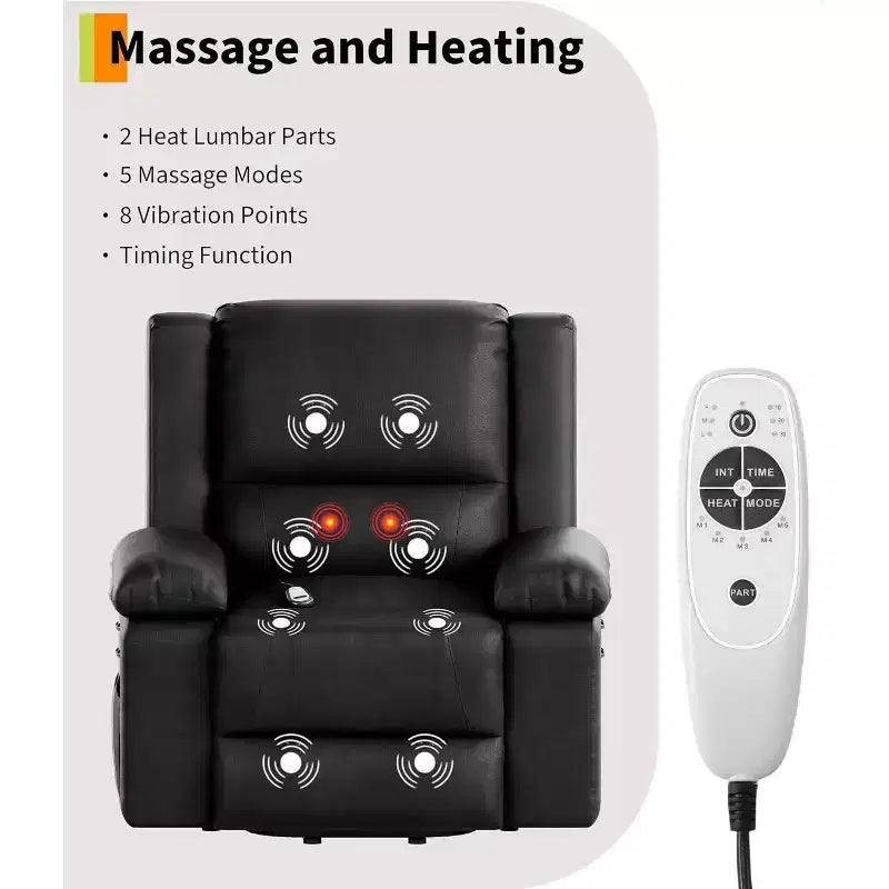 Power Lift Recliner Chair, Home Theater Seating with Lumbar Support,PU Leather Recliner Sofa Adjustable Back and Legs, Elderly Power Recliner Chair