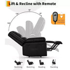 Fauteuil inclinable électrique releveur, siège de cinéma maison avec soutien lombaire, canapé inclinable en cuir PU avec dossier et jambes réglables, fauteuil inclinable électrique pour personnes âgées
