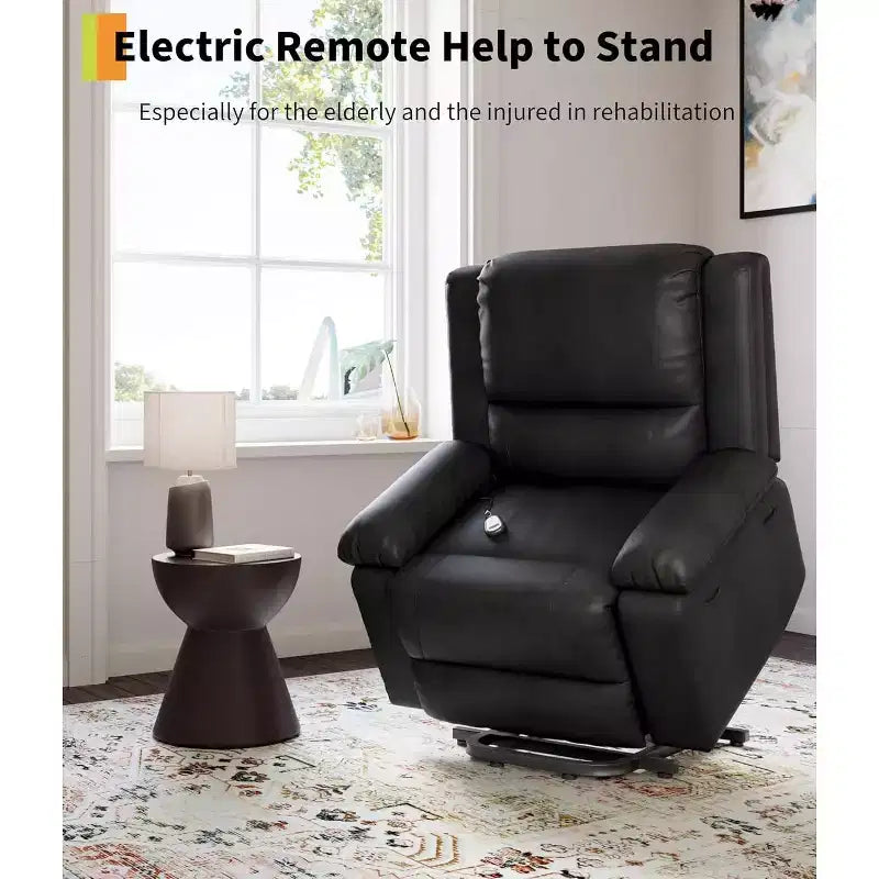 Power Lift Recliner Chair, Home Theater Seating with Lumbar Support,PU Leather Recliner Sofa Adjustable Back and Legs, Elderly Power Recliner Chair