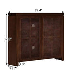 Buffet en bois Mid-Century avec portes en rotin, Armoire de rangement rétro pour salle à manger, cuisine