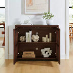 Buffet en bois Mid-Century avec portes en rotin, Armoire de rangement rétro pour salle à manger, cuisine