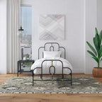 GDFStudio Olivia Vintage Metal Bed with Headboard and Footboard
