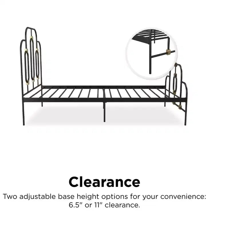 Olivia Vintage Metal Bed with Headboard and Footboard