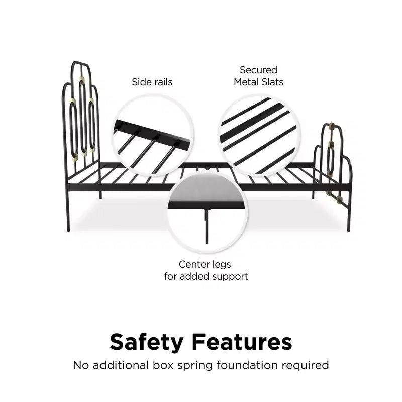 Olivia Vintage Metal Bed with Headboard and Footboard