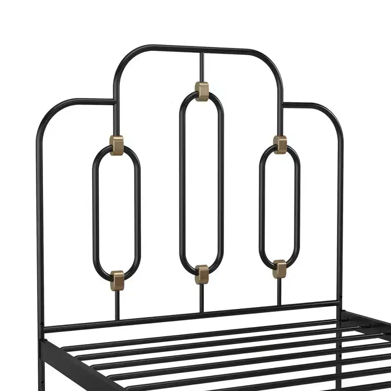 Olivia Vintage Metal Bed with Headboard and Footboard