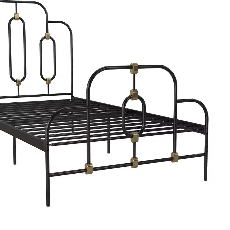 Olivia Vintage Metal Bed with Headboard and Footboard