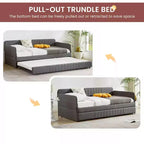 Lit de repos double avec lit gigogne, cadre de canapé-lit rembourré avec lattes métalliques, cadre de lit plateforme, lit de repos simple pour chambre à coucher, salon, chambre d'amis