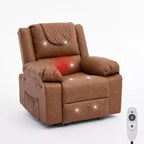 Fauteuil inclinable manuel adulte avec chauffage et massage - Ajustement avant/arrière 135°, poches latérales de rangement et télécommande, idéal pour le salon et la chambre à coucher