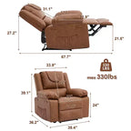 Fauteuil inclinable manuel adulte avec chauffage et massage - Ajustement avant/arrière 135°, poches latérales de rangement et télécommande, idéal pour le salon et la chambre à coucher