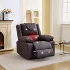 Fauteuil inclinable manuel adulte avec chauffage et massage - Ajustement avant/arrière 135°, poches latérales de rangement et télécommande, idéal pour le salon et la chambre à coucher