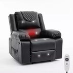 Fauteuil inclinable manuel adulte avec chauffage et massage - Ajustement avant/arrière 135°, poches latérales de rangement et télécommande, idéal pour le salon et la chambre à coucher