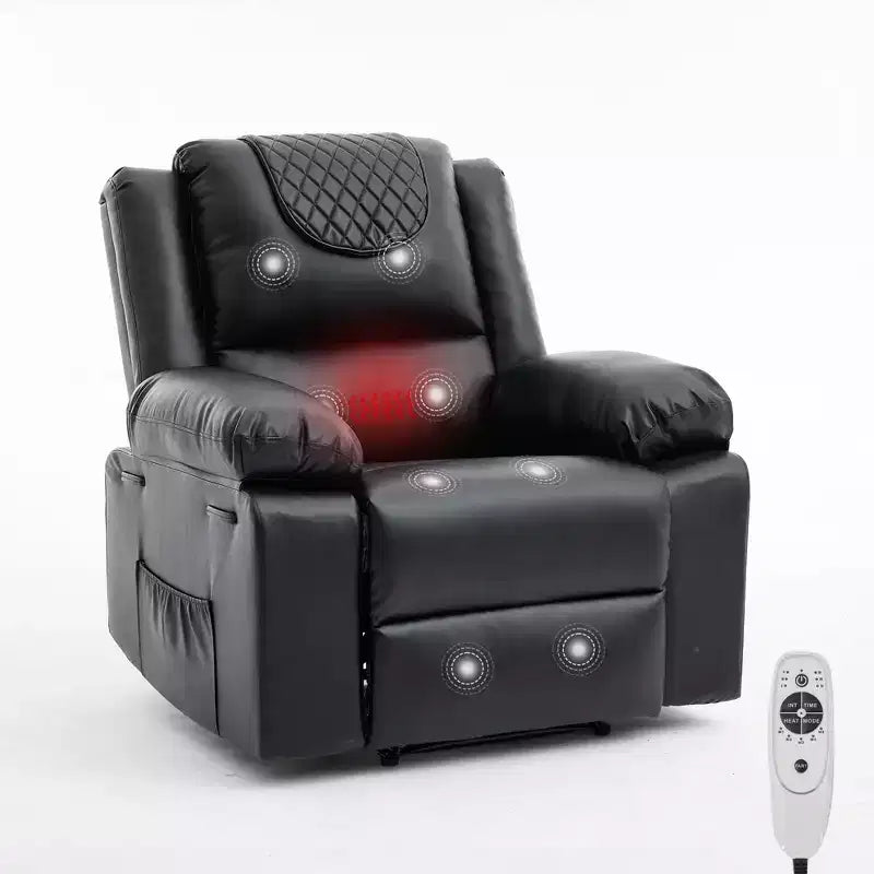Adult Manual Recliner with Heating & Massage - 135 Front/Rear Adjustment, Side Storage Pockets & Remote Control, Ideal for Living Room & Bedroom