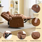 Fauteuil inclinable manuel adulte avec chauffage et massage - Ajustement avant/arrière 135°, poches latérales de rangement et télécommande, idéal pour le salon et la chambre à coucher
