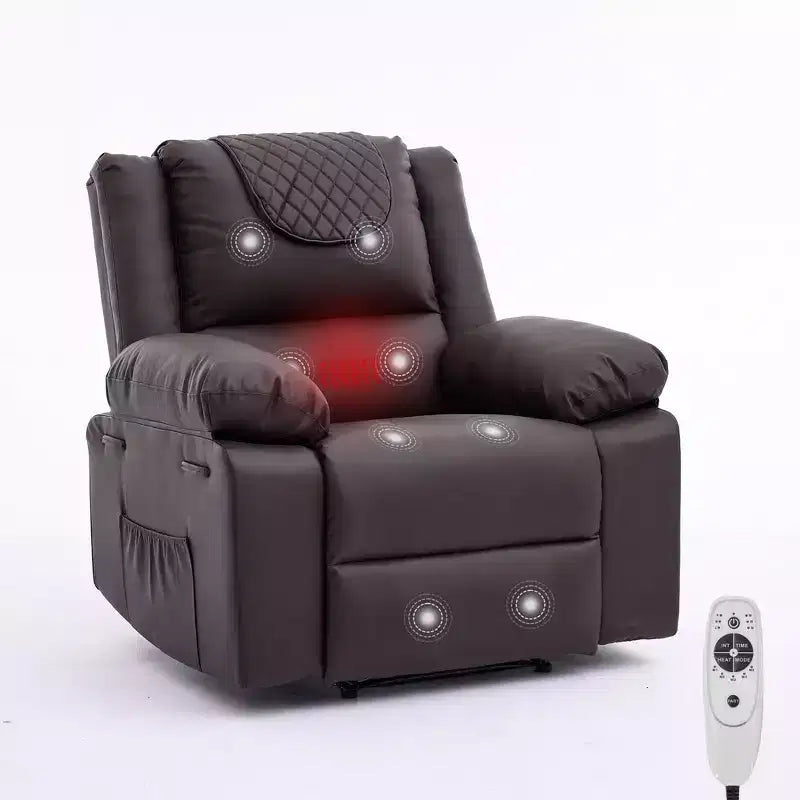 Adult Manual Recliner with Heating & Massage - 135 Front/Rear Adjustment, Side Storage Pockets & Remote Control, Ideal for Living Room & Bedroom