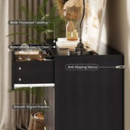 Commode 5 tiroirs cannelée de 81 cm de large, finition noire avec poignées en métal, meuble de rangement multifonctionnel pour chambre, salon, couloir