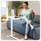 Bureau de lit réglable en hauteur avec plateau inclinable, bureau à élévation pneumatique de 75-110 cm avec roues cachées pour la maison et le bureau