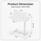 Bureau de lit réglable en hauteur avec plateau inclinable, bureau à élévation pneumatique de 75-110 cm avec roues cachées pour la maison et le bureau