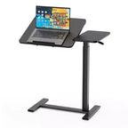 Bureau de lit réglable en hauteur avec plateau inclinable, bureau à élévation pneumatique de 75-110 cm avec roues cachées pour la maison et le bureau