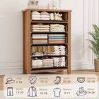 Commode à 5 tiroirs pour chambre à coucher, table de chevet marron à 5 tiroirs avec un élégant design en V, commode de rangement en bois pour salon, entrée.