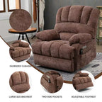 Fauteuil inclinable électrique de grande taille en chenille gris bleu de 58,4 cm de large avec dossier haut, massage vibrant 8 points et chauffage lombaire