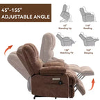 Fauteuil inclinable électrique de grande taille en chenille gris bleu de 58,4 cm de large avec dossier haut, massage vibrant 8 points et chauffage lombaire