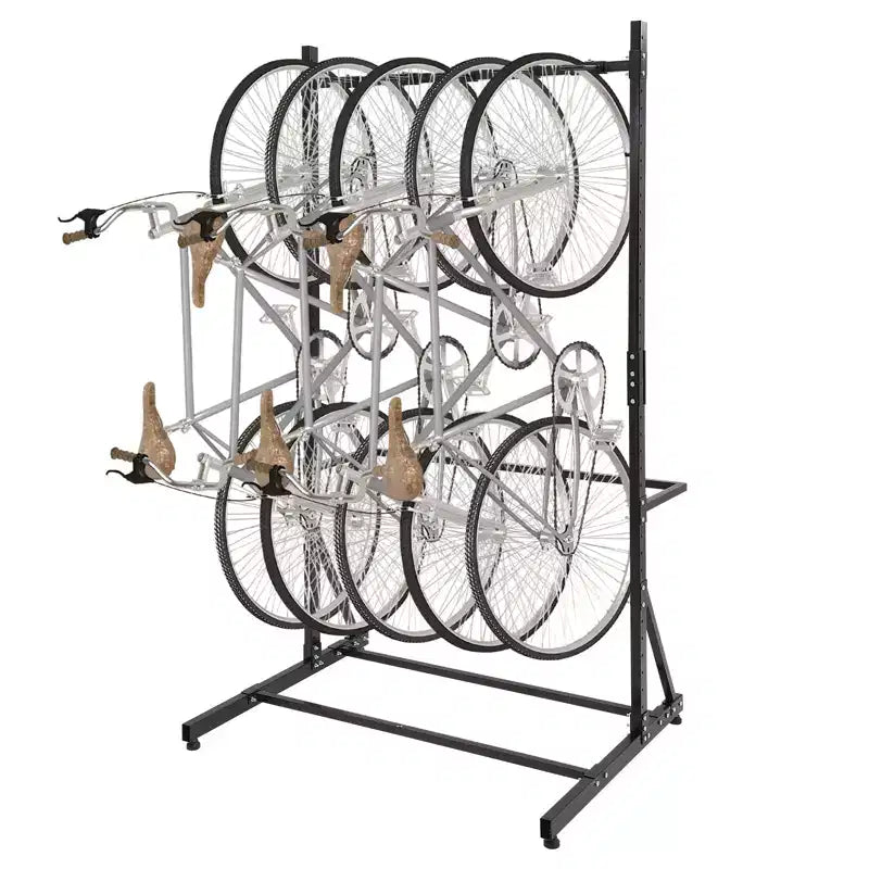 Freestanding Bike Rack for 5 Bicycles, Vertical Bike Rack with 300 Lbs Capacity, Adjustable Height Indoor Bike Storage Rack, Black