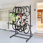 Range-vélos autoportant pour 5 vélos, support à vélos vertical d'une capacité de 136 kg, support de rangement intérieur pour vélos à hauteur réglable, noir